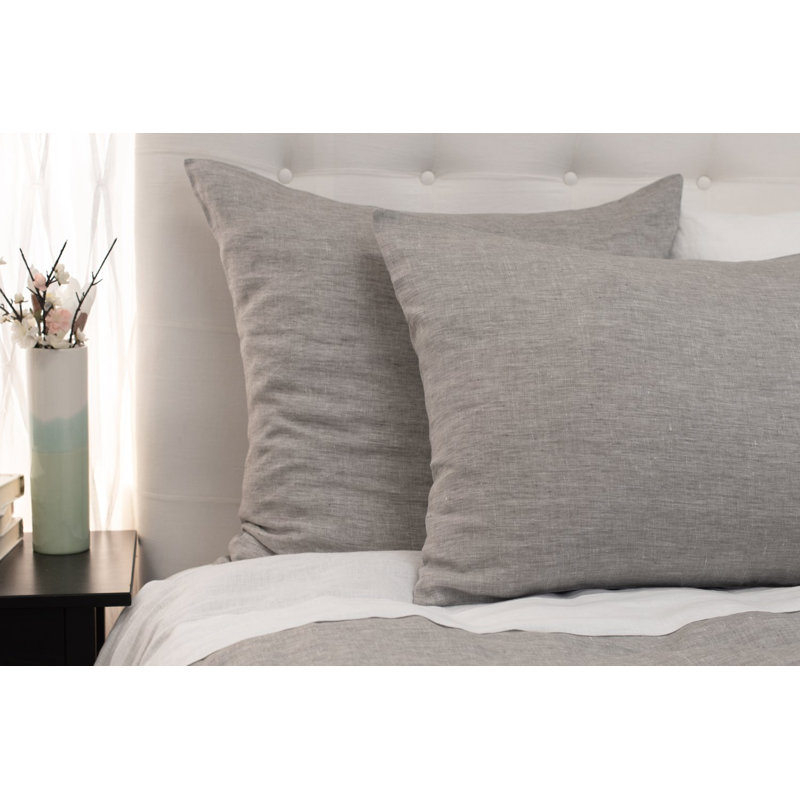 Darama Ash Grey Linen Sham, Standard, Camel