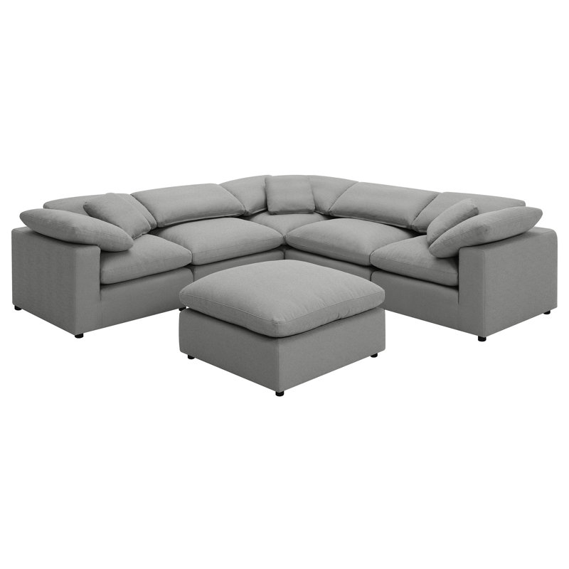 Canapé modulaire rembourré 6 pièces Boucle, Tissu gris