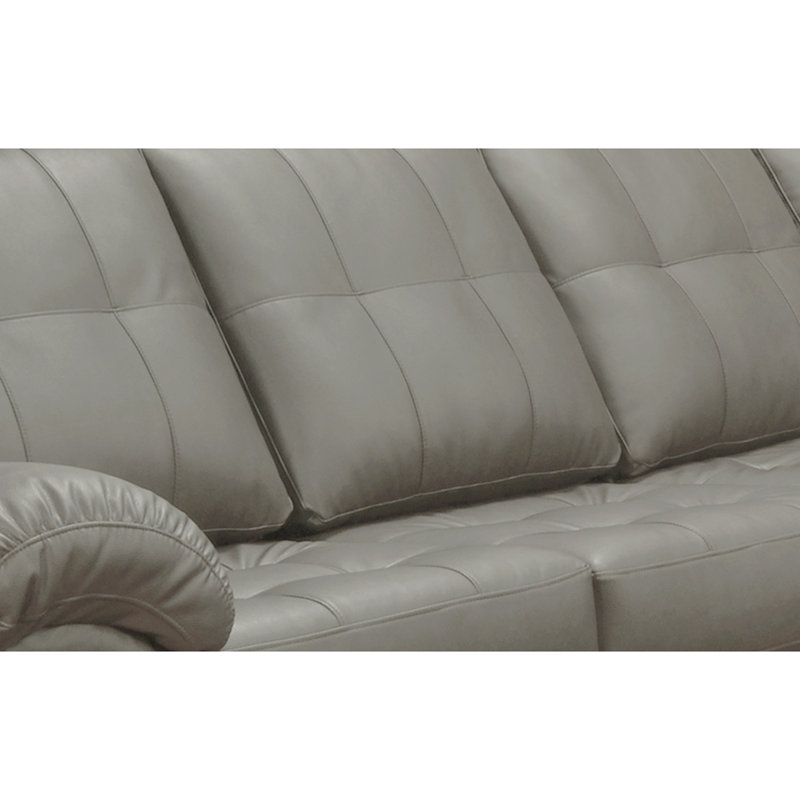 Canapé modulaire faisant face à la droite avec repose-pieds de 124 po de large Yarber, Cuir véritable gris clair