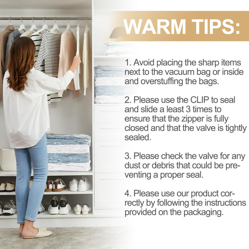 Paquet de 4 sacs de rangement sous vide, Cube géant, Très grand sac scellé sous vide pour vêtements, Édredons, Couvertures, Literie, Chandail, Organisateurs de garde-robe, Économie d'espace, Crème