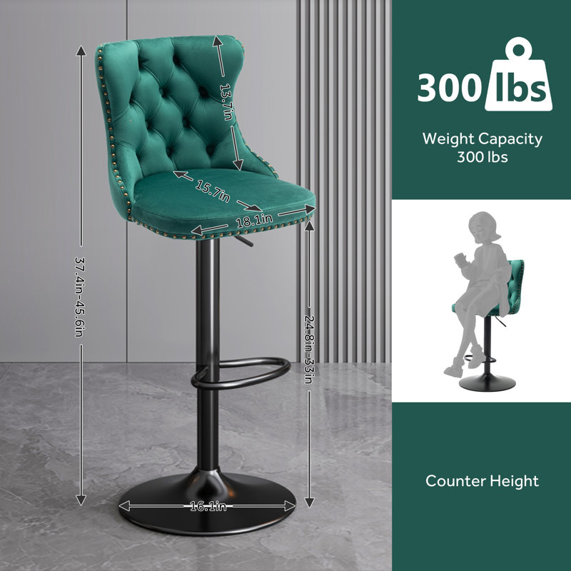 Tabouret pivotant à hauteur réglable Kosten, Sarcelle