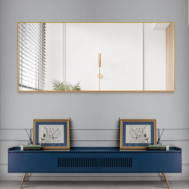 Miroir de plancher pleine longueur en verre - Basics by Wayfair ™, Doré, 71 po x 31 po