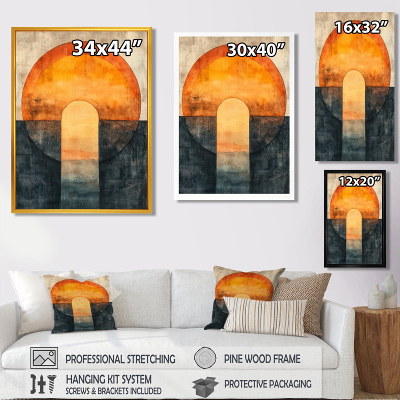 Toile architecturale moderne, art mural arche, Stocchetti, H 44 po x l 34 po, Encadrement argenté