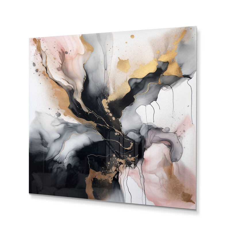 Glam Abstract Wall Decor on Metal, 16" H x 16" W x 1" D
