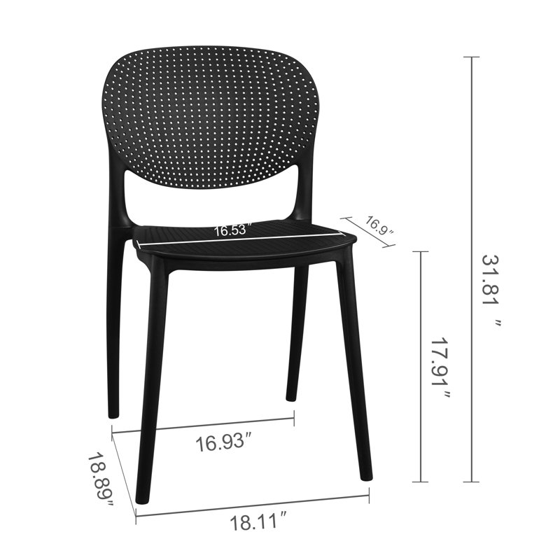 Chaise de salle à manger empilable, Noir
