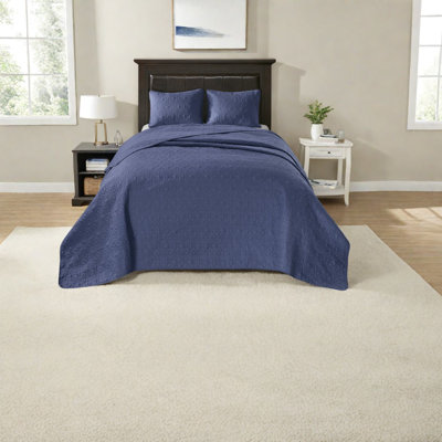 Reversible Cotton Bedding Sets, Navy, Comfortable Summer Quilt, Home Style