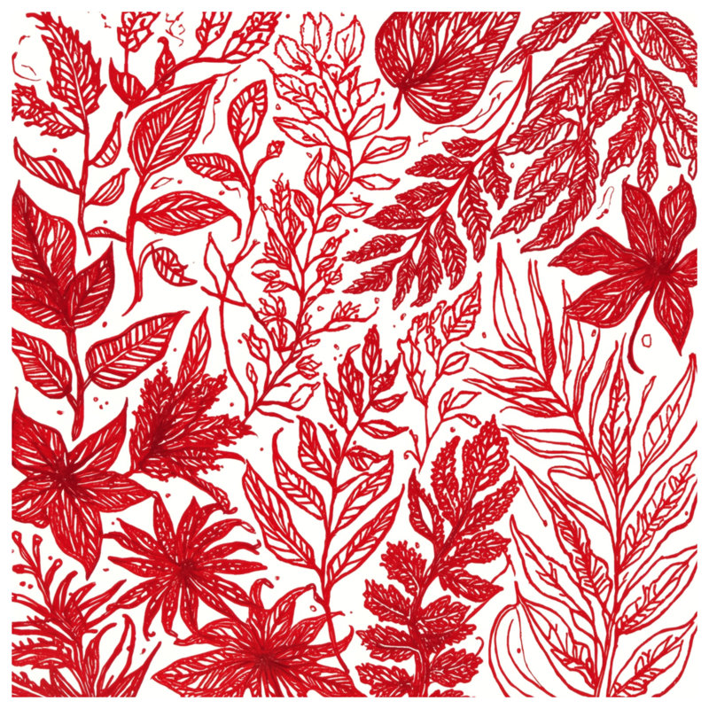 Rideaux de douche Red Botanical Illustration, 70 po l x 72 po H