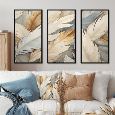 Feathery Plumes II - Ensemble de décorations murales plumes