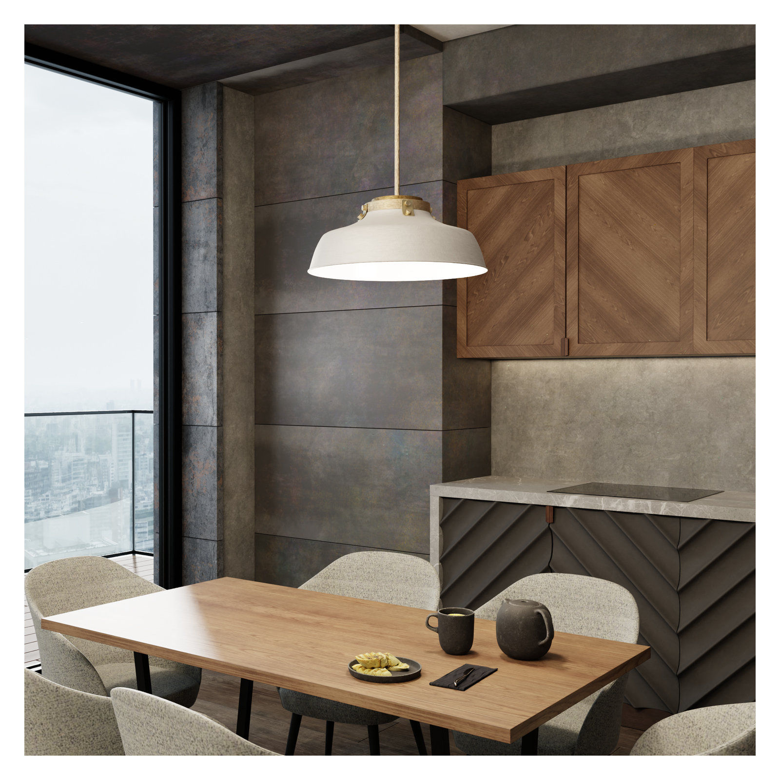 Luzon Single Light Metal Dimmable Pendant, Matte White