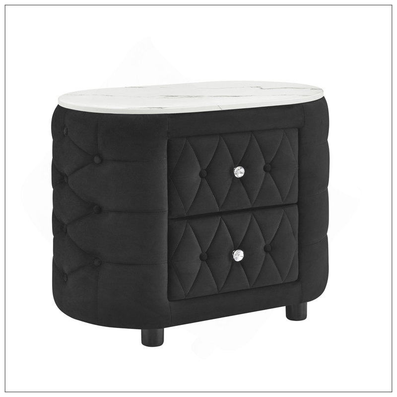 Stylish Nightstand With Top And Two Storage Drawers, Perfect For Modern Bedroom Decor And Organization., Black