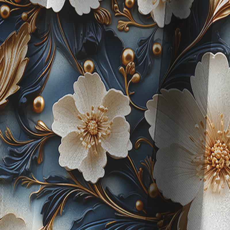 Victorien Opulence Marble Motif II - Rideau occultant en marbre marbré abstrait - 1 panneaux, L 52 po x L 95 po