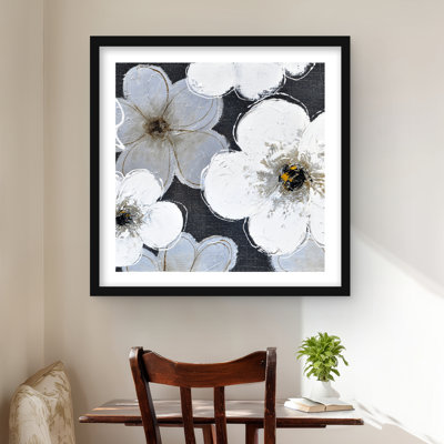 Fleurs grises - salon contemporain, impression encadrée