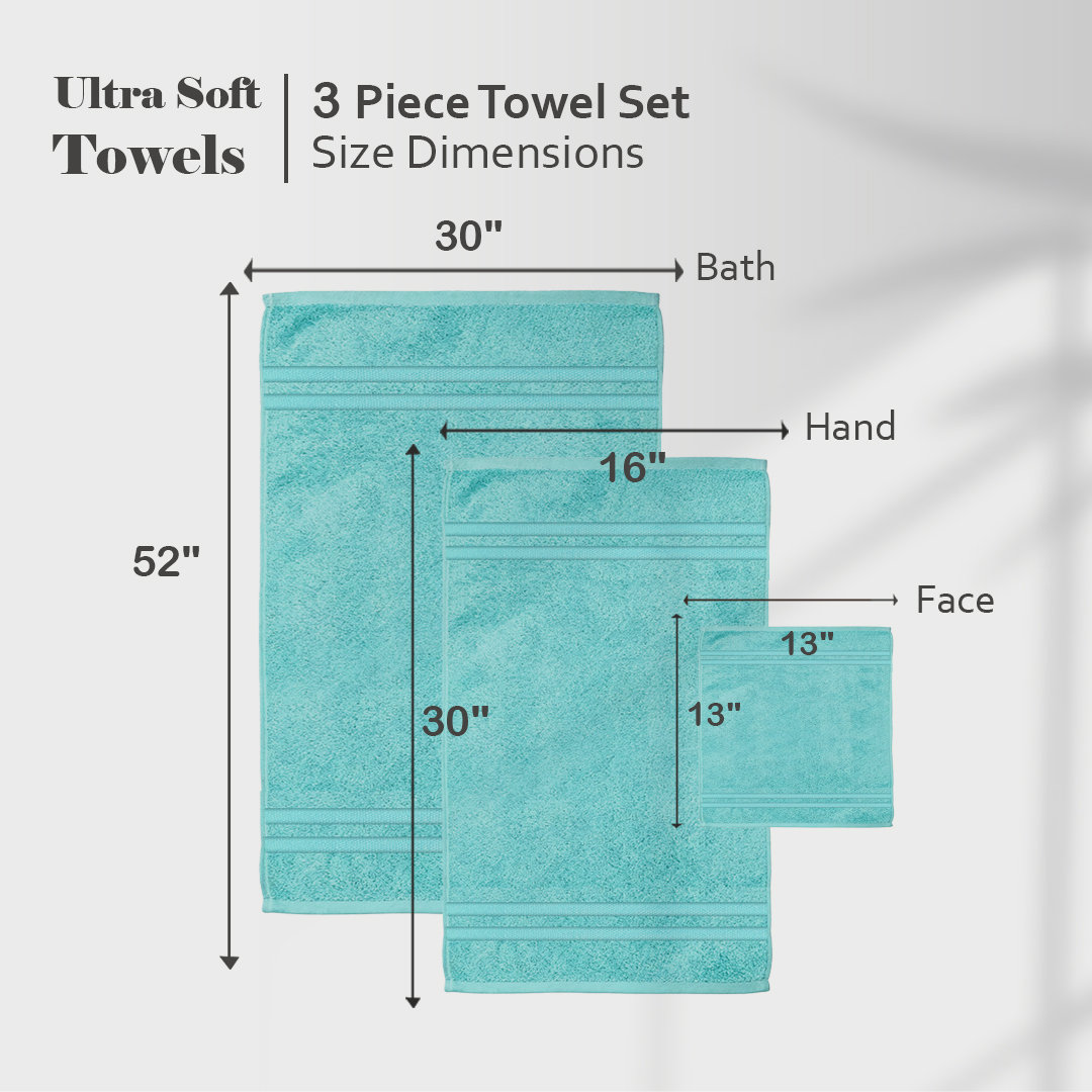 Quick-Drying Dobby Border Cotton Towel Set, Ivory