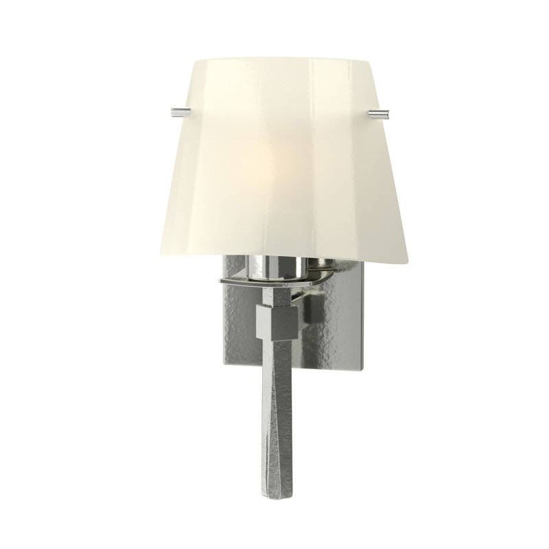Beacon Hall Half Cone Glass Sconce, Sterling, Ivory Art Glass