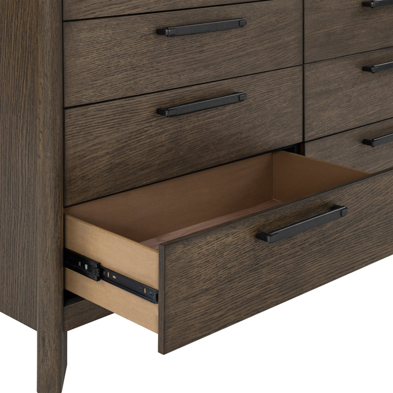 Commode en bois massif 8 tiroirs Juliano, Dark Oak