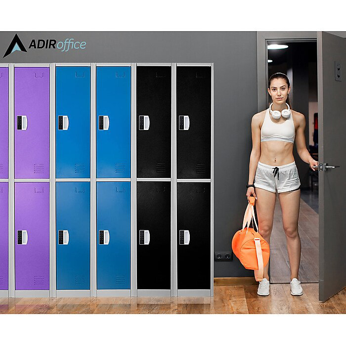 72" Green Steel Double Compartment Storage Locker with Adjustable Shelving