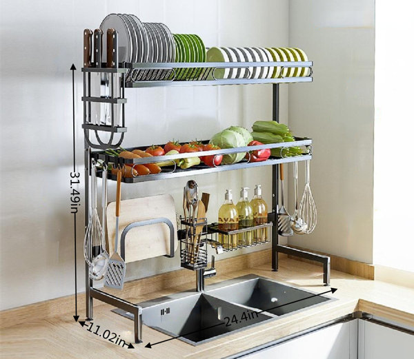 Captive Gala Carbon Steel Retractable over the Sink Dish Rack