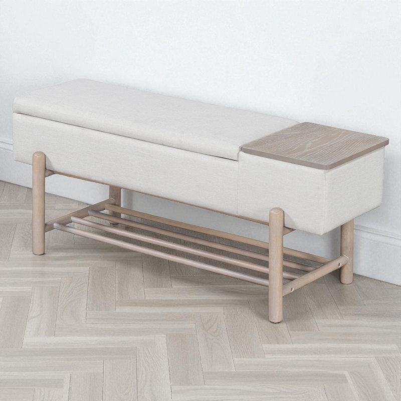 Banc de rangement rembourré, Naturel / Beige