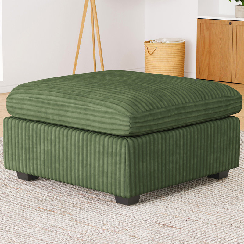 Repose-pieds de rangement en velours côtelé Hutcheson, Vert