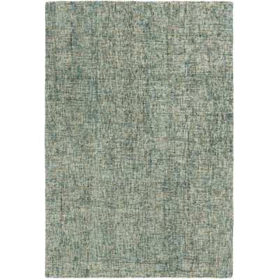 Tapis vert / bleu sarcelle en laine touffeté à la main Balcom