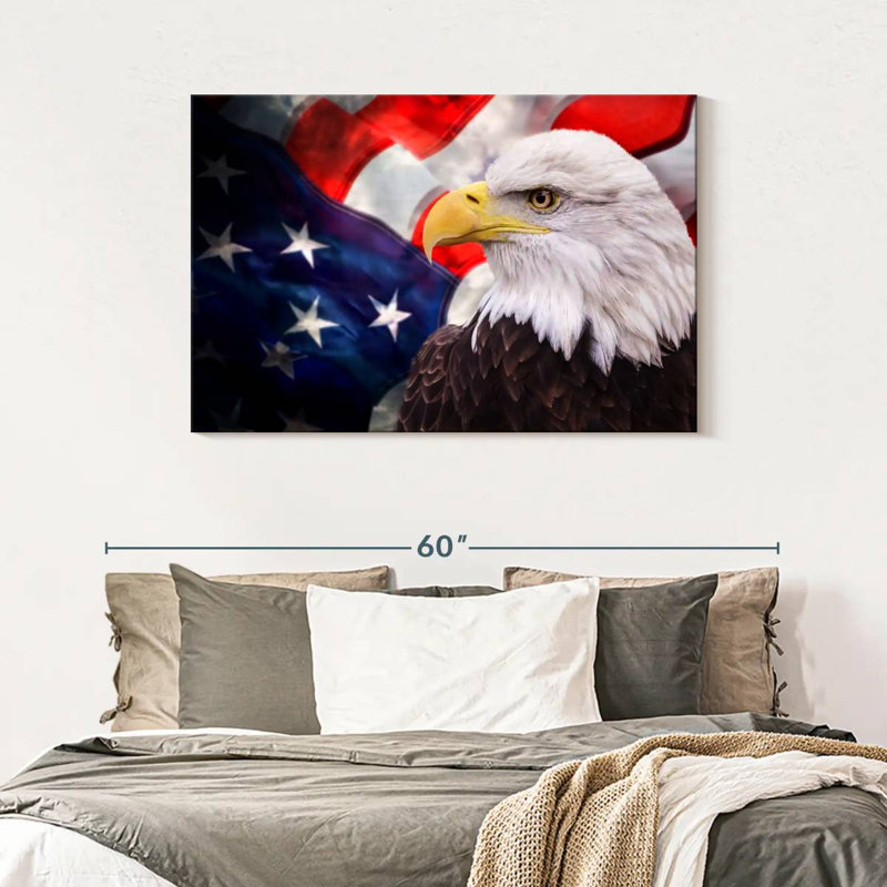 USA Flag And American Eagle, 30" H x 45" W