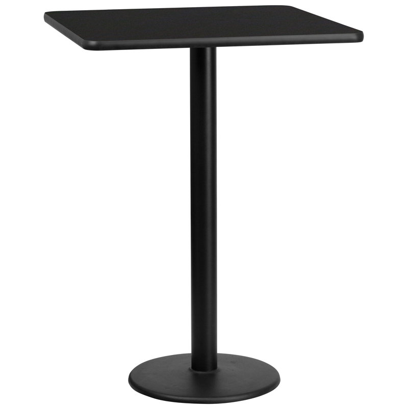 Plateau de table stratifié carré Jack avec base à hauteur de table, H 43,12 po x l 30 po x P 30 po, Noir