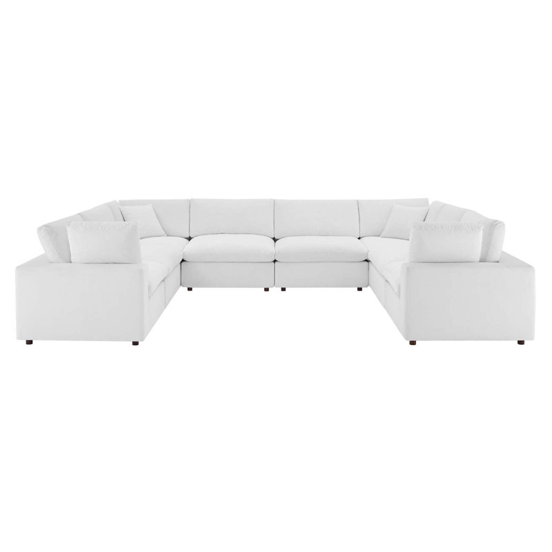 Canapé modulaire en velours rembourré 8 pièces Modway Commix, Blanc