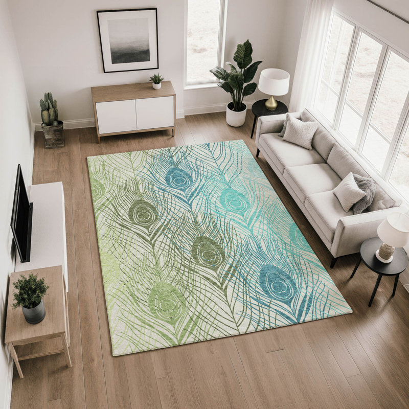 Tapis floral lavable à la machine de qualité supérieure Mayfield AMF2273, 8 pi x 10 pi, Aloès