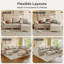 Canapé modulaire en U en similicuir de 144 po de large avec 144 places et rangement et console, Greige-1236146481