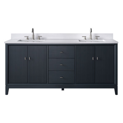 Caldwell 72" Double Sink Freestanding Bathroom Vanity with Engineered Marble Top