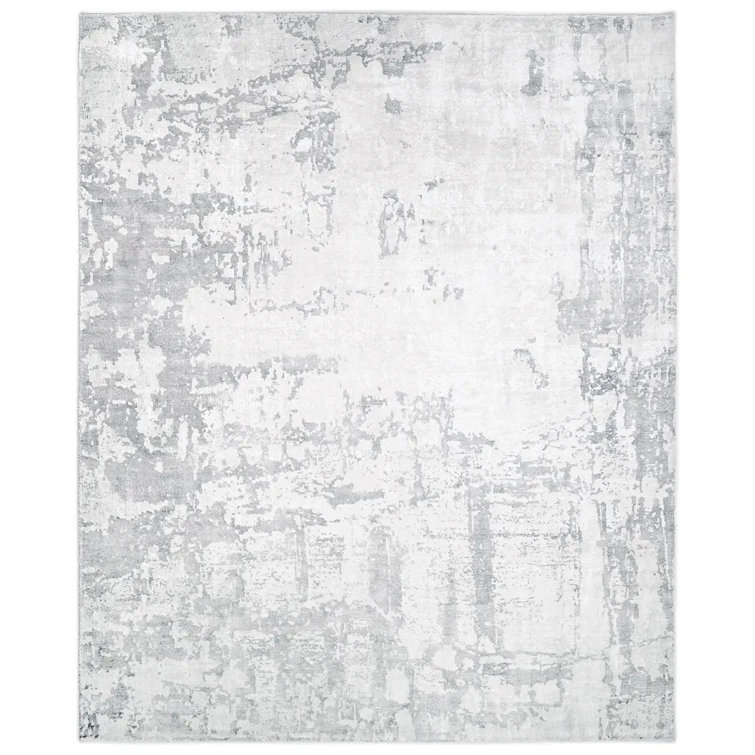 Mitesh Abstract Hand-Knotted Area Rug in Gray