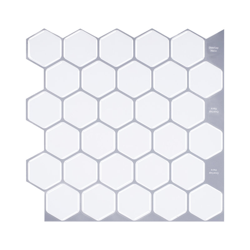 12'' W x 12'' L PVC Peel and Stick Mosaic Tile, White
