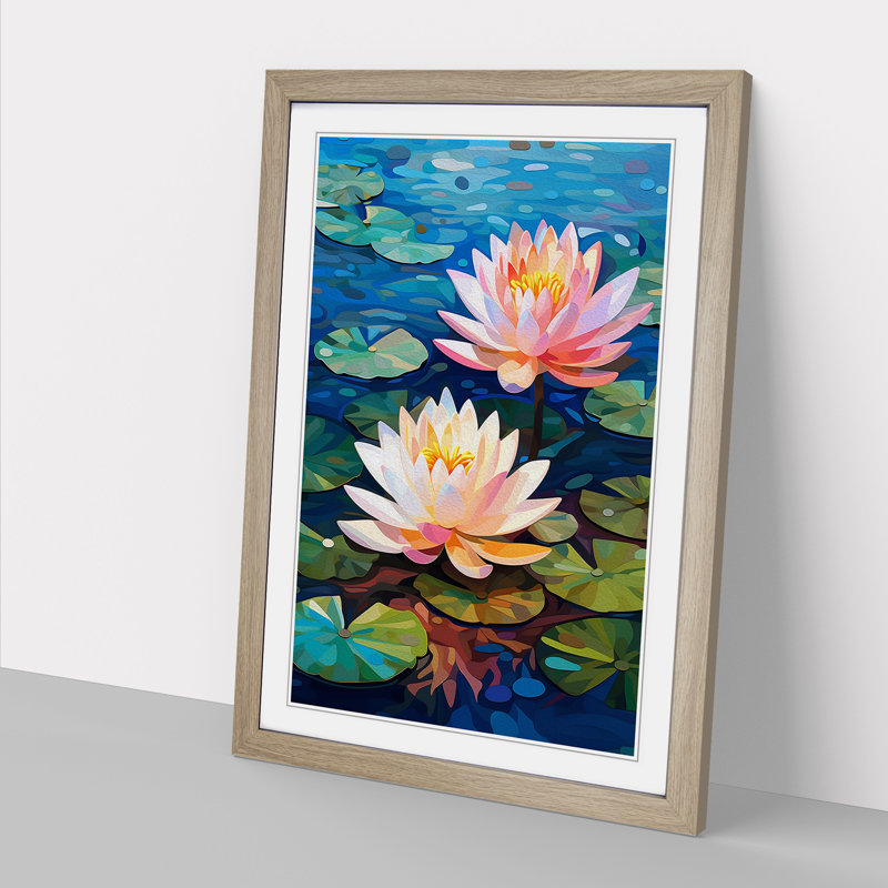 Water Lily Orphism Art - Framed Print, Oak Framed, 46cm H x 34cm W