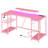 63"U-Shaped Gaming Desk with Power Outlet,Computer Desk with LED Lights & Adjustable Shelf-469386707-426595248
