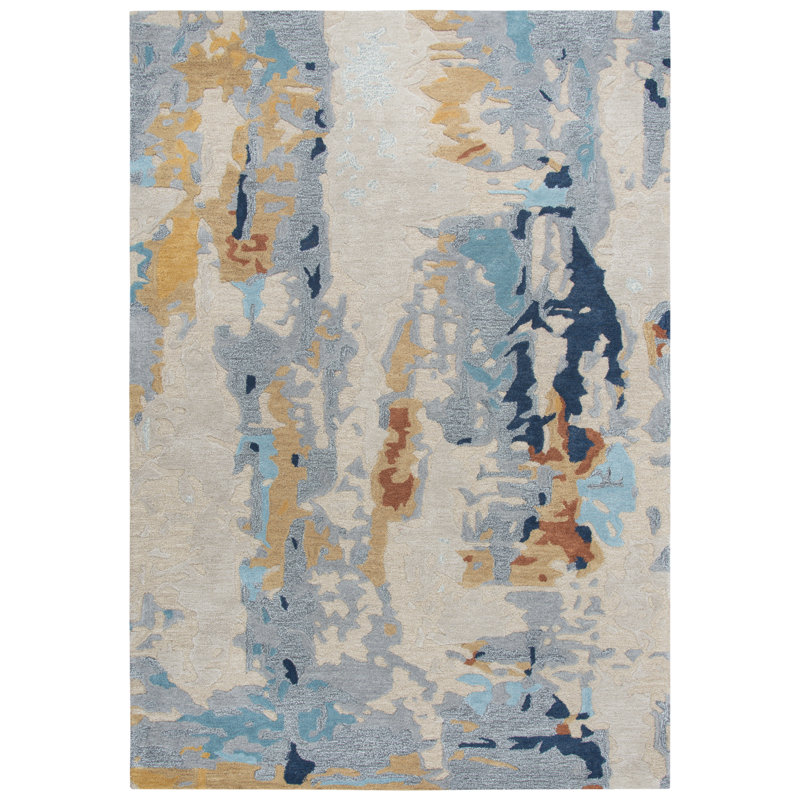 Starks Wool Abstract Indoor Rug, Rectangle 5' x 8'