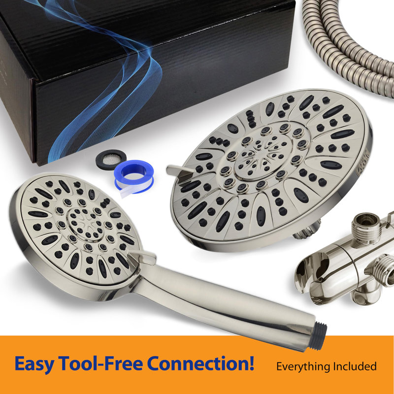 7" Premium High Pressure 3-Way Rainfall Combo, Brushed Nickel