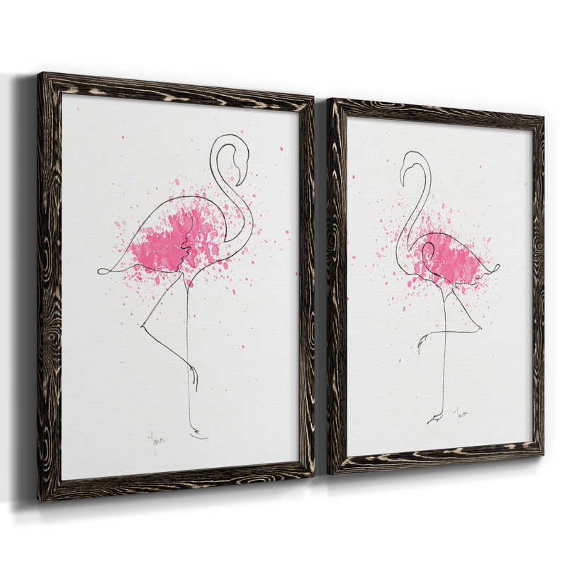 Flamingo Splash I - ensemble de 2 reproductions d'art, Pas de tapis, H 31,5 po x l 47 po x P 1,5 po