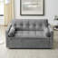 Lit en velours gris avec coussins réglables et lombaires, canapé 2 places de 55,5 po, fonction de sommeil rétractable pour salon de bureau, poches latérales, coussins-560654529