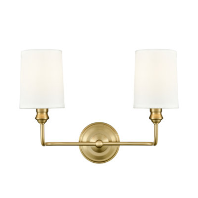Meuble-lavabo à 2 lumières Winston Porter Tywonda avec abat-jour en tissu blanc