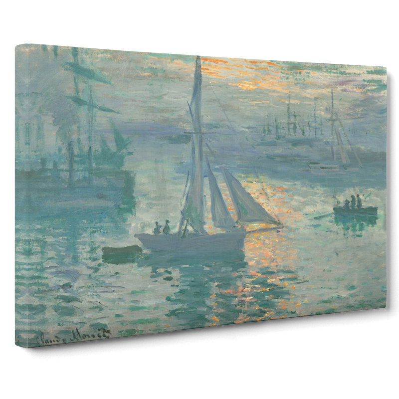 Sunrise Over The Boats by Claude Monet - Wrapped Canvas Painting, 60cm H x 91cm W x 3cm D