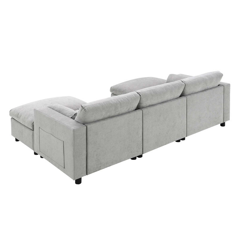 Canapé modulaire 86,5 po Chenille, Chenille gris moyen