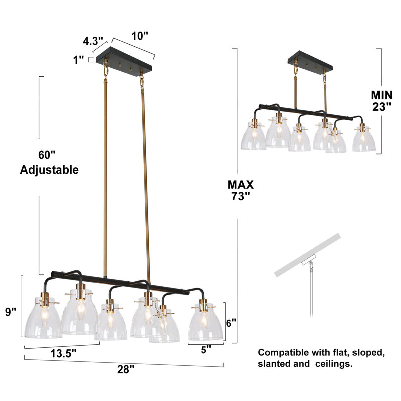 Daizjah 6 - Light Dimmable Linear Chandelier