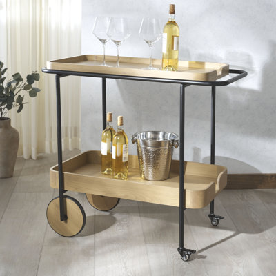 Maner Wood 2 Shelf Bar Cart