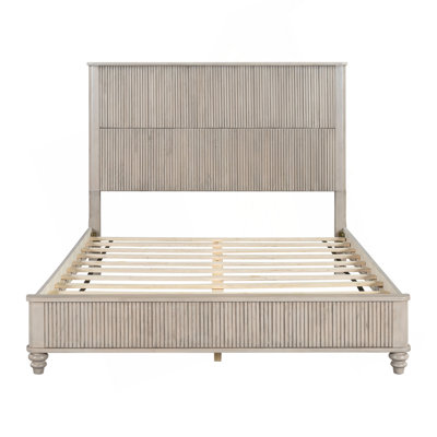 Sturdy Solid Wood Queen Bed Frame With Stylish Headboard For Long-Term Use