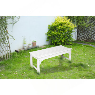 Backless Adirondack Bench With Wood Texture, Poly Lumber Seat For Patio, Backyard, Balcony, All Weather Resistant With UV Protection by Latitude Run