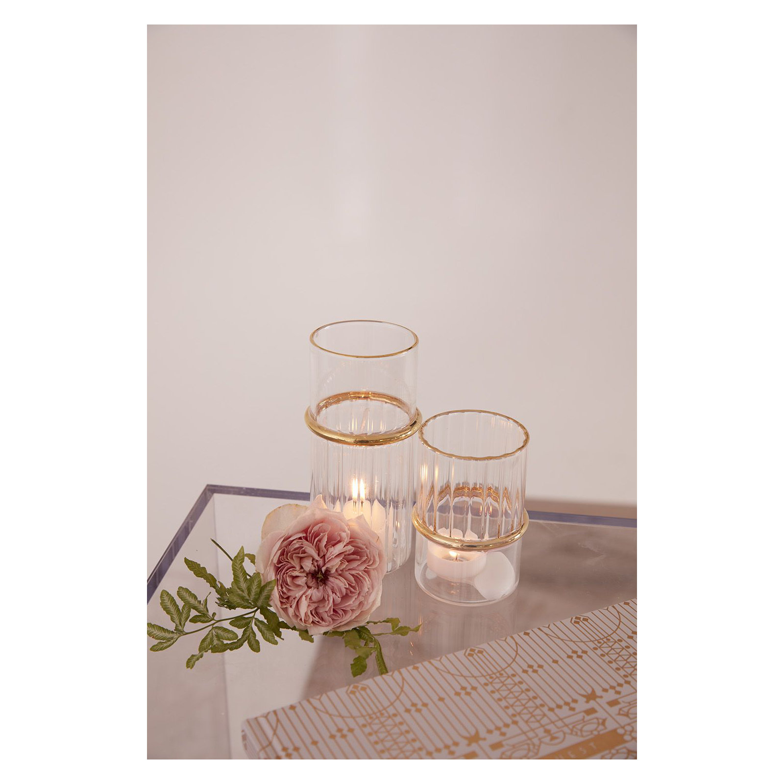 Glass Votive Holder, 4" H x 2.75" W x 2.75" D
