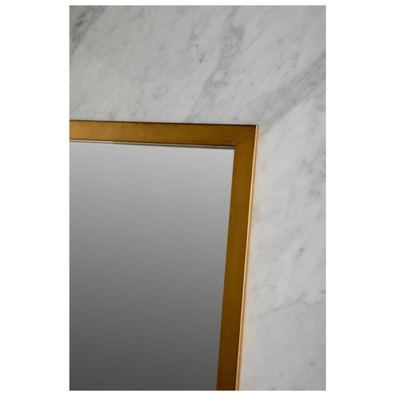 Richard Rectangle Wall Mirror, Honed Carrara Marble/Aged Brass