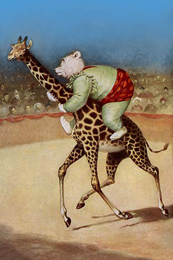 « bear back giraffe racing » par r.k. culver, reproduction d’art