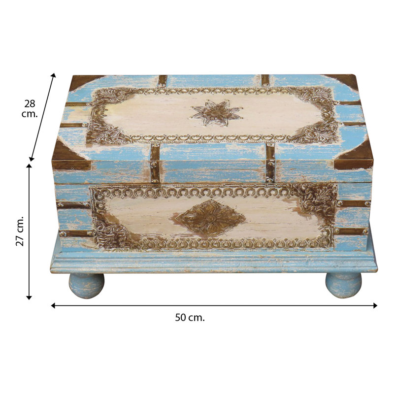 Armisha Blanket Chest, Blue/Antique Gold