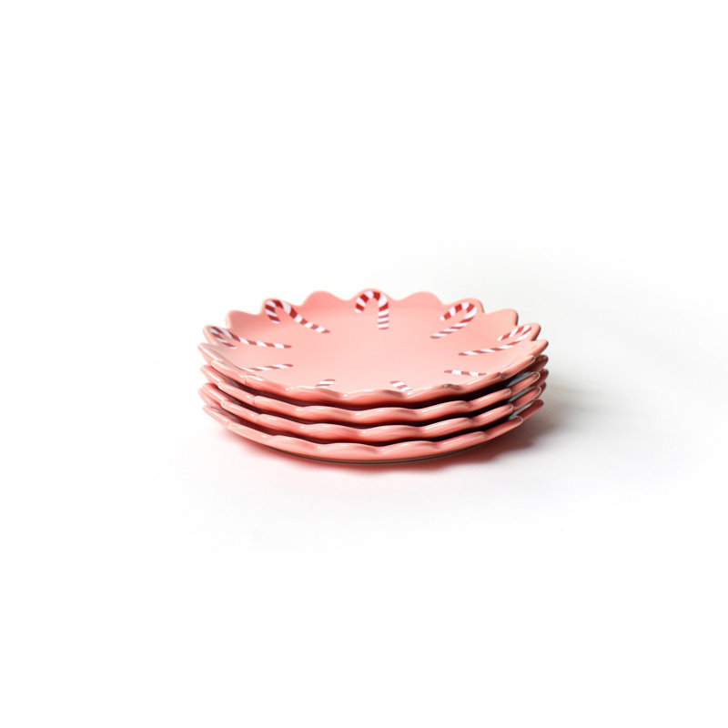 Candy Cane Scallop 8 Salad Plate Provence Set Of 4, Pink